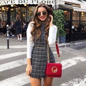 Zara tweed romper with chain detail